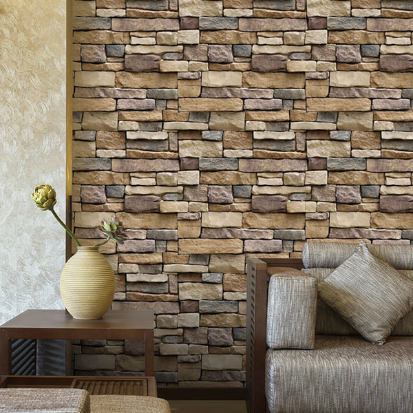 Simulation Brick Stone Rustic Effect Self-adhesive Wall Sticker Removable Vinyl 3D Wall Paper Livingroom Bedroom For Home Decor