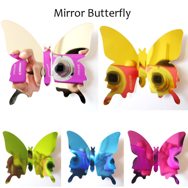 12pcs/lot PVC DIY Wall Sticker New 3D Mirror Butterfly Sticker for Wall Window Party Supplies