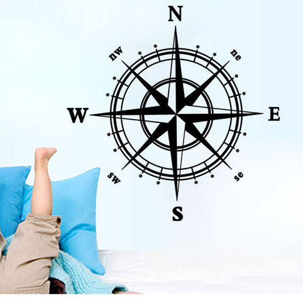 Wholesale Compass Wall Stickers Art Mural Wall Decal Living Room Bedroom Specialized Wallpaper Decoration Poster Home Decal