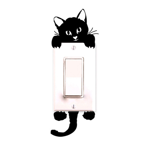 New Cat Wall Stickers Light Switch Decor Decals Art Mural Baby Nursery Room Autocollants Muraux