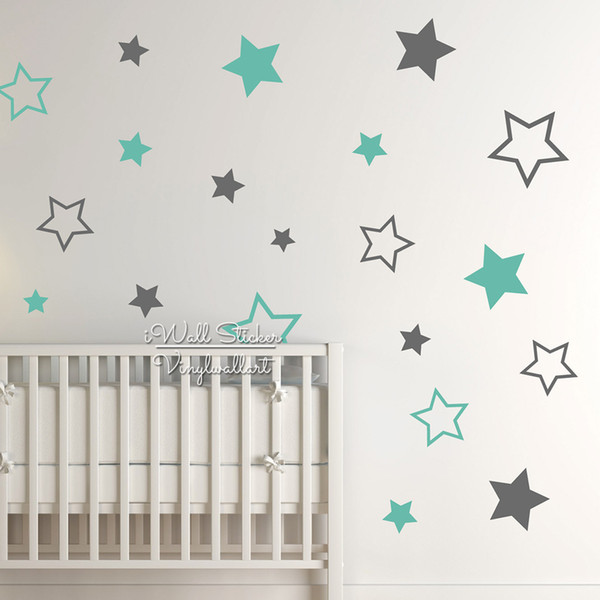 Baby Nursery Stars Wall Sticker Star Wall Decal Children Room Decor Kids Room Removable Baby Wallpaper High Quality Cut Vinyl Material N22