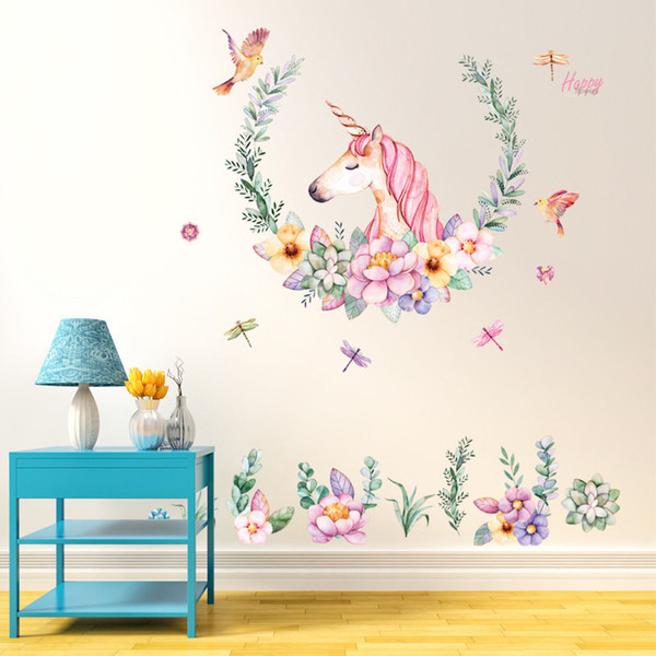 Babelin Crayons Unicorn Stickers Bedroom Living Room Sofa Background Decorative Wallpaper Pvc Removable Wall