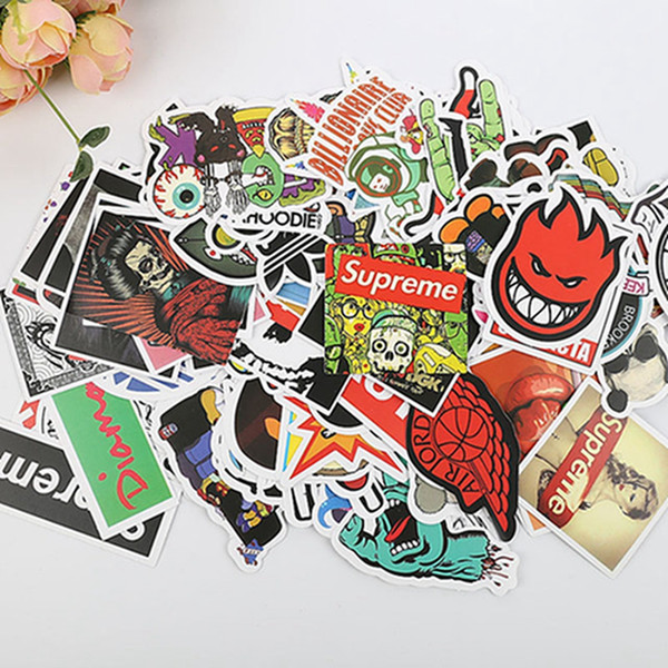 100pcs/lot PVC Waterproof Stickers Multi Function Suitcase Skateboard Motorcycle Stickers Laptop Waterproof DIY Cartoon Sticker DH0922 T03