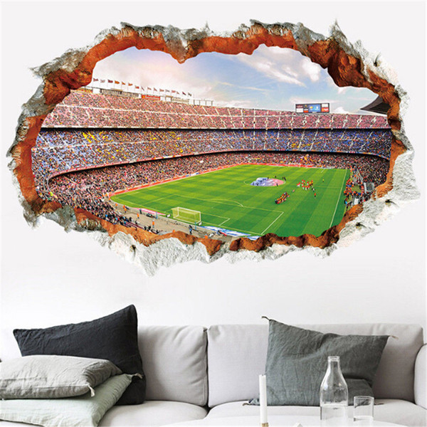 3D World Cup Series Football Hole Wall Stickers Waterproof Soccor Playground Removable Sticker Living Room Art Decal Home Decor