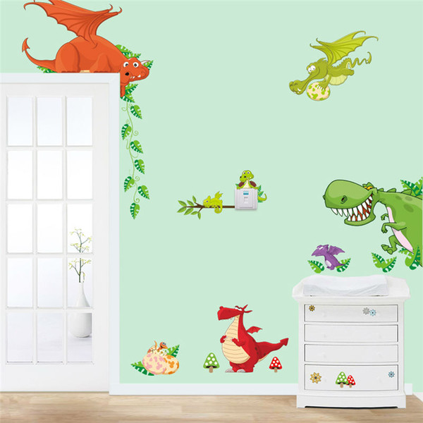 dinosaur wall art home decorations animal stickers kids room decor cartoon diy adesivo parede children wall decals zooyoocd002