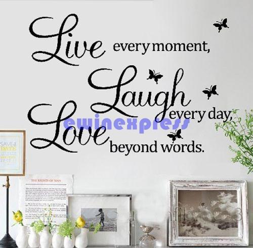 Removable LIVE LAUGH LOVE Wall Quote Stickers Butterfly Vinyl Decal Home Decor New Good Quality Freeship Hot sale