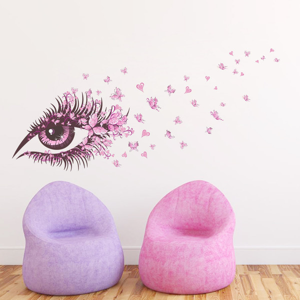 Sexy Fairy Flower Girl Eye butterfly LOVE heart 3d Vinyl Wall Sticker wall decal Home Decor Kids Room living room girls room decoration