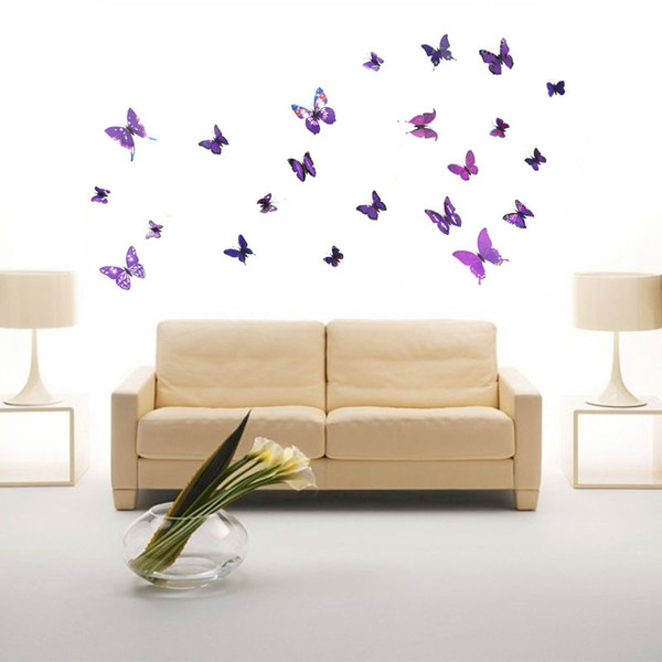 12PCS 3D Wall Sticker butterflies Stickers for Home Living Room Kids Bed Room Decoration PVC DIY poster wall Sticker