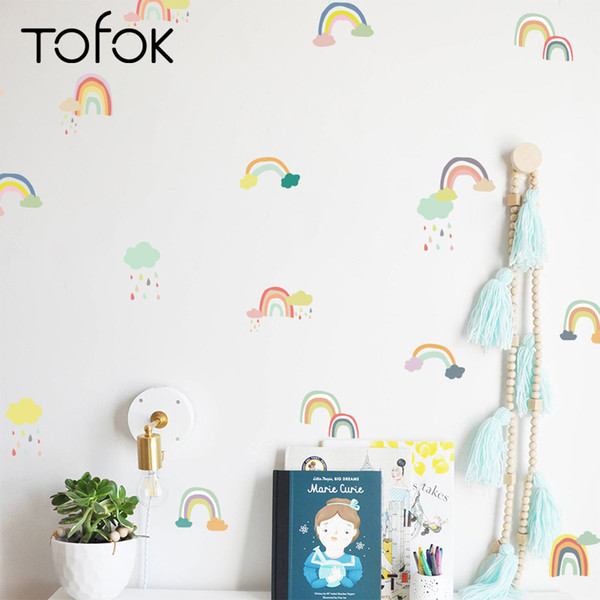 Tofok 24pcs/set Cartoon Rainbow Wall Stickers Transparent PVC Children Room Decoration Wall Decals Baby Room Decoration Supplier