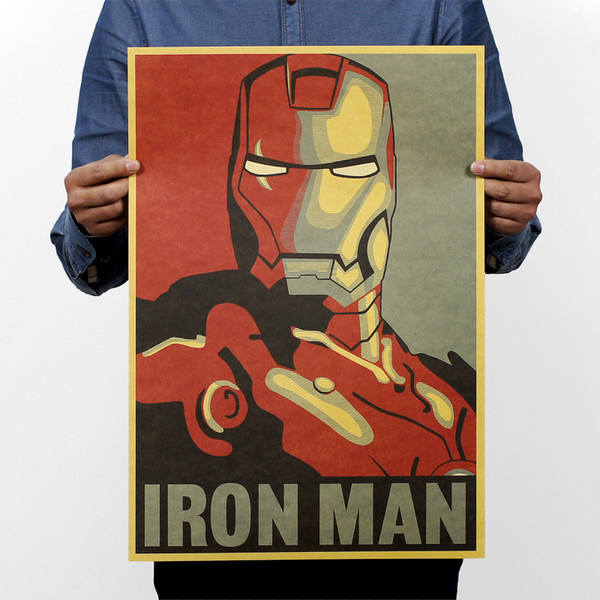 IRON MAN Marvel Comics Retro Movie Kraft Paper Poster Vintage Wall Sticker Posters Antique Paint Core For Bar Cafe Pub