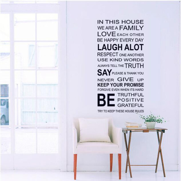 Wall Stickers high quality PVC For Home Decoration Removable Art Mural Wallpaper for livingroom we are family 60*90cm