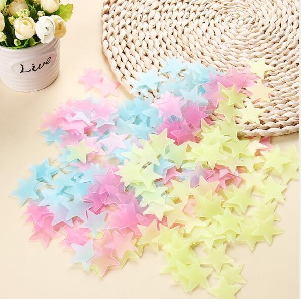 3cm Star Wall Stickers Stereo Plastic Fluorescent Paster Glowing In The Dark Decals For Baby Room