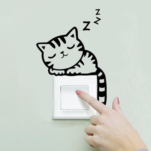 DIY Funny Cute Cat Dog Switch Stickers Wall Stickers Home Decoration Bedroom Parlor Decoration