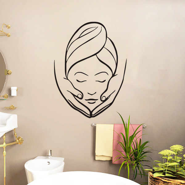 Spa Beauty Salon Wall Stickers Creative Girl Massage Wall Murals Bathroom Decorative Wall Decals Vinyl