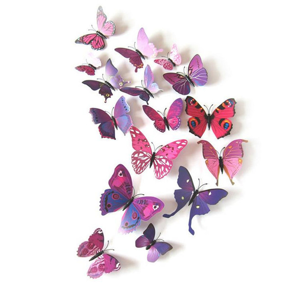 12pcs 3D Novel Colorful Magnet Wall Sticker Butterfly Home Decor Room Decoration Stickers APLE Hot Sell fast shipping