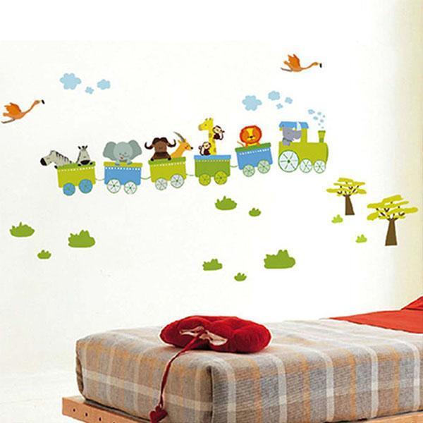 New Removable Sticker Animal Roller Style Wall Stickers For Nursery Boy Kids Baby Room Decor Vinyl Art Decal