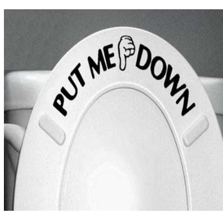 Cute Toilet Wallpaper High Quality Gesture Hand Decal Funny Bathroom Toilet Seat Wall Sticker Sign for PUT ME DOWN PVC Poster