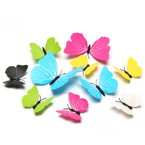 Fantastic 7cm/9cm/12cm Single Layer Wings Butterflies 3D Cinderella Butterfly 6 Pure Colors Removable Wall Stickers