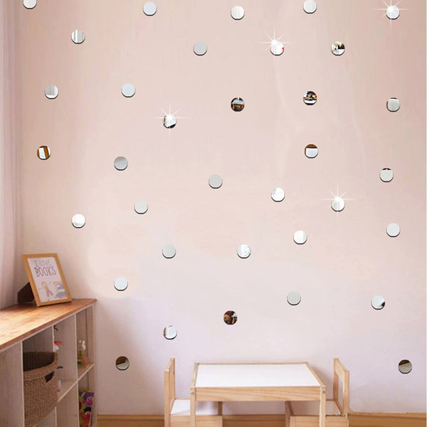 100pcs/lot 2cm 3D Diy Acrylic Mirror Wall Sticker Heart/Round Shape Stickers Decal Mosaic Mirror Effect Livingroom Home Decor 7Z