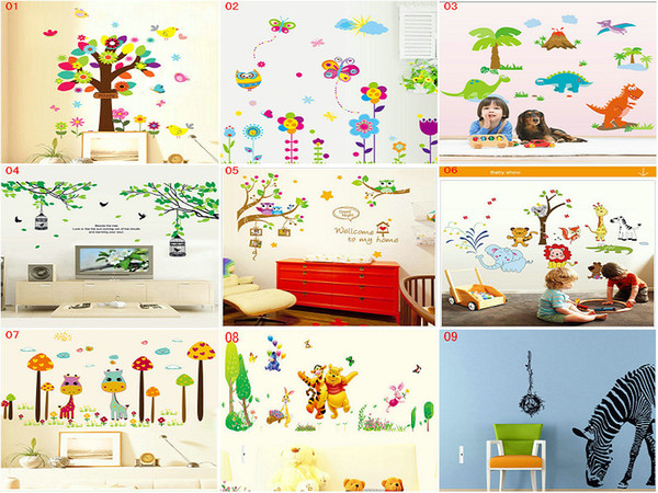 DHL EMS Mix 9 Styles Cartoon Removable wall stickers for kids rooms babies wall decals wallpaper wall art home decor wall decals