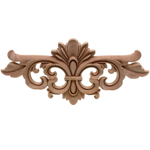 1Pc Floral Wood Carved Corner Woodcarving Decal Diy Applique Sculptures Home Furniture Cabinet Decoration