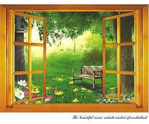 The Beautiful Views Outside Window of Wall Decal Vinyl Sticker Art Removable