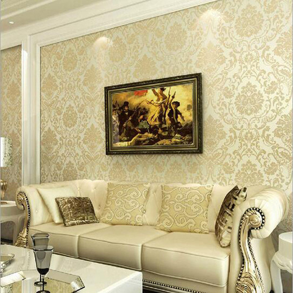 New Style Top Quality Damascus European-style Flocking Wallpapers Luxury Non Woven Wallpapers 3d embossed damask Damascus wallpaper