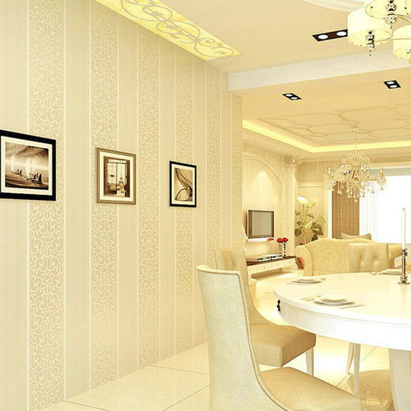 Hot Fashion 3D Europe Stripe Bedroom Wallpaper For Walls Living Room Hotels Wallpaper White Beige Gray Free Shipping