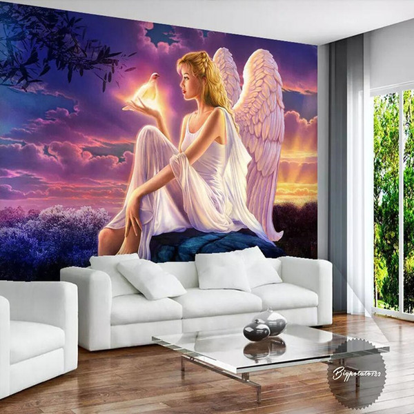 custom photo wall paper Luxury Quality HD Dream World Peace Dove guardian angel girl sunset 3d large wallpaper wall mural