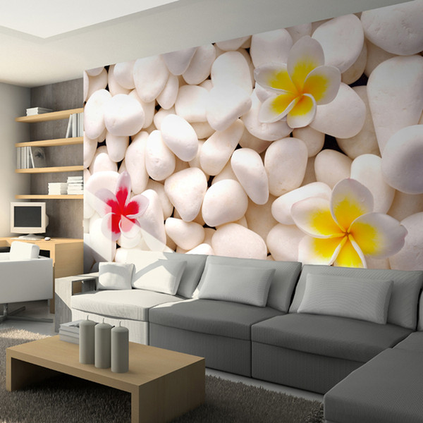 Modern 3D Stereoscopic Stone And Flowers Wall Paper For Living Room Home Decoration Customized Mural Wallpaper Papel De Parede