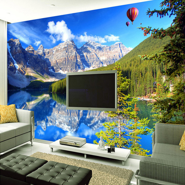 Custom Mural 3D Wall Papers Home Decor Snow Mountain Lake Nature Landscape Photography Background Wall Painting Photo Wallpaper