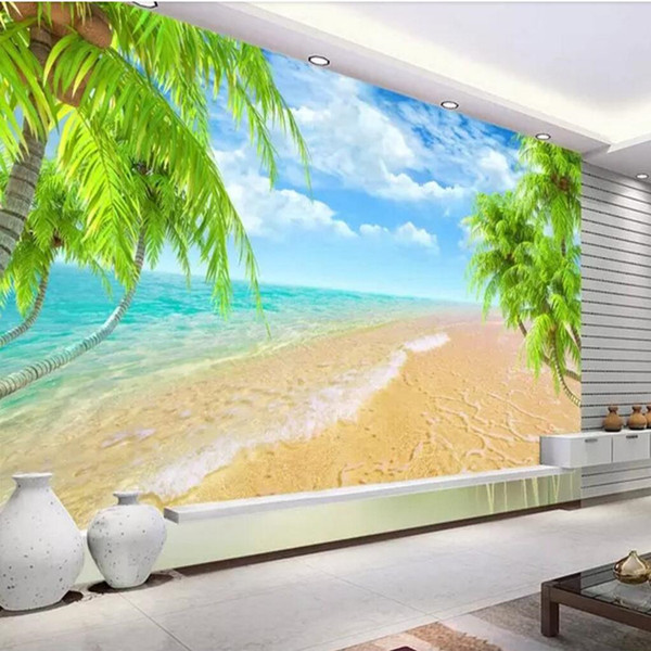 Arkadi Customized Any Size 3D Wall Mural Wallpaper Beach Scenery Photo Wall Paper 3D TV Background Wall Painting Home Decor Living Room