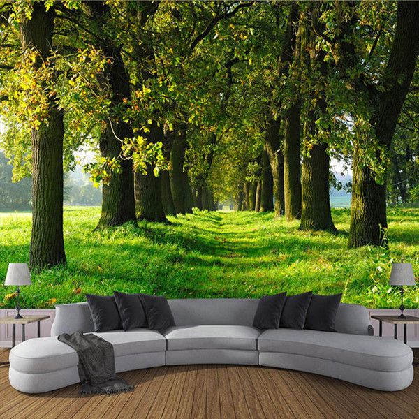 Arkadi 3D Photo Wallpaper Non-woven Straw Texture Large Murals Wall Painting Forest Small Road Living Room Sofa TV Backdrop Wall Papers