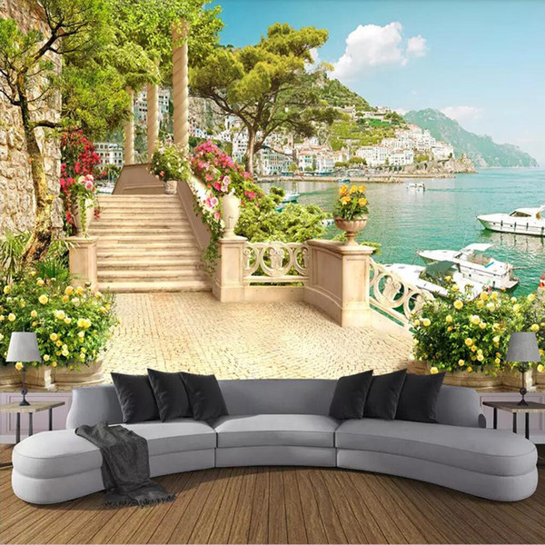 Arkadi Custom Wallpaper Garden Balcony Stairway Lake View 3d Living Room Bedroom TV Sofa Background Wall mural 3d wallpaper