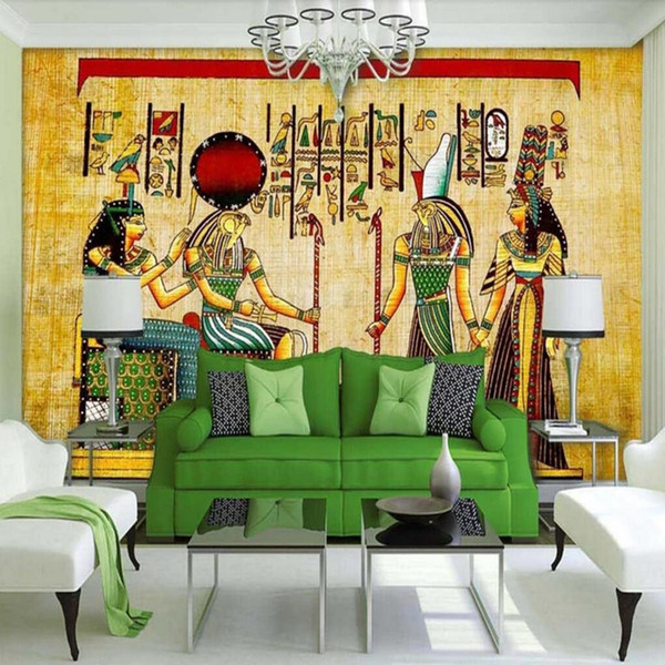 Arkadi 3D Ancient European Retro Egyptian Characters Large Fresco Room Escape Wallpaper Hotel Lobby Console Box Wallpaper