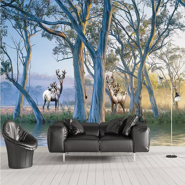 Arkadi custom murals living room 3d photo wallpaper forest elk 3d oil painting non-woven wall sticker sofa TV background wall wallpaper