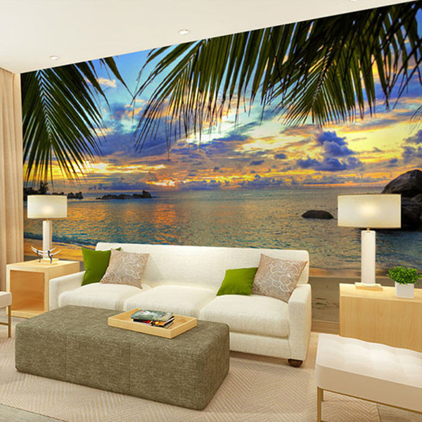 Arkadi Sea Tree Shade Sandbeach Lanscape Papel Natural Mural Wallpaper 5d Wall Photo Murals for Living Room Background 3d Wall Mural