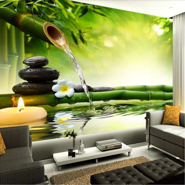 Arkadi Custom 3D Photo Wallpaper Living Room TV Backdrop Green Bamboo Flowing Water Natural Landscape Interior Decoration Wall Painting