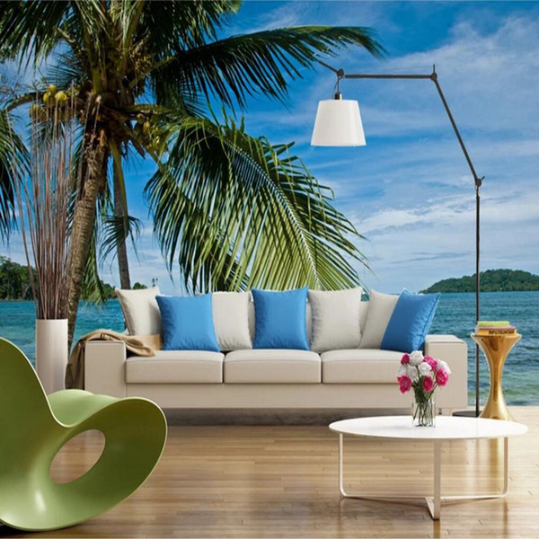 Arkadi Custom 3D large murals,Sea Tropics Sky Beach Palma Nature wallpapers, living room sofa TV wall bedroom wall paper