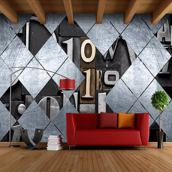 Nostalgic industrial murals Metallic style wallpapers TV background walls Customized murals Sofa wallpapers European wall coverings