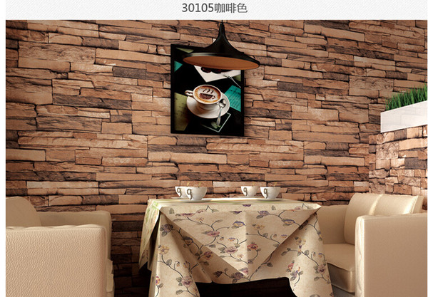 Hot 3D Luxury Wood Blocks Effect Brown Stone Brick 10M Vinyl Wallpaper Roll Living Room Background Wall Decor Art Wall Paper