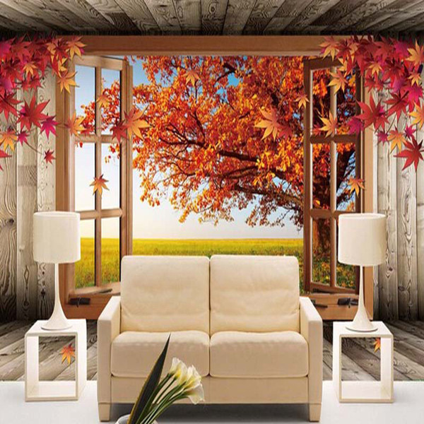 Custom 3D Landscape Photo Wallpaper Natural Autumn Scenery Yellow Leaves Wall Mural Home Improvement Bedroom Room TV Backdrop