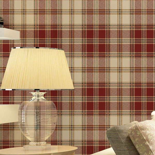 England grid wallpaper British American pastoral Scottish plaid non-woven wallpaper living room modern bedroom wallpaper