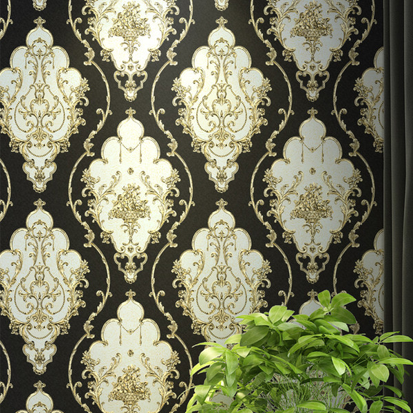 Red,Blue,Black Gold Victorian Classic European Floral Damask Wallpaper 3d Stereo Vinyl Wall Paper Roll Home Decor Living Room