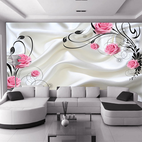 HOT sale can be customized large mural 3D wallpaper bedroom living room modern fashion rose red flowers roses milky TV background wall paper