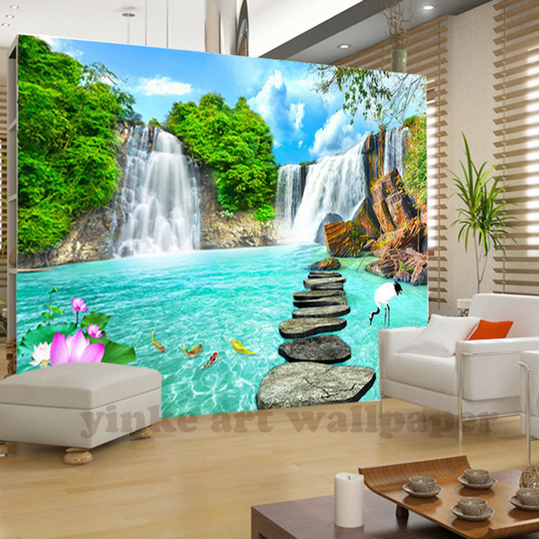 Custom 3D Photo Wallpaper Natural Mural Waterfalls Pastoral Style 3D Non-woven Paper Wall Papers Living Room Sofa Backdrop