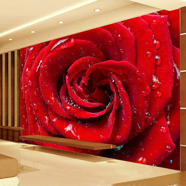 Large Custom Mural 3D Stereo Roses Flower Wallpaper Bedroom Living Room TV Backdrop Home Decor Marriage Room Non-woven Wallpaper