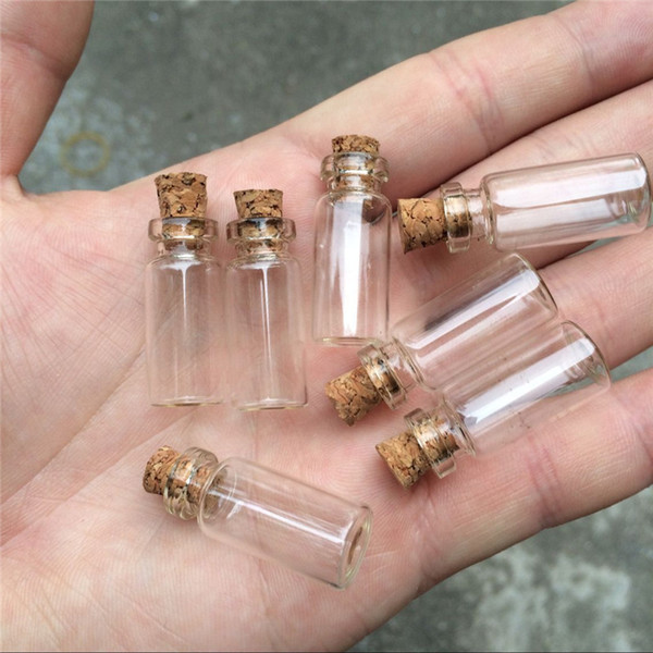 12*28*6mm 1.4ml Small Transparent Glass Bottles With Cork Mini Empty Glass Vials Jars 200pcs/lot