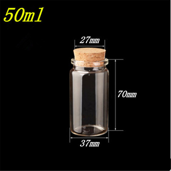 50ml Glass Bottles With Cork 37*70*27mm 12pcs/lot For Wedding Holiday Decoration Christmas Gifts