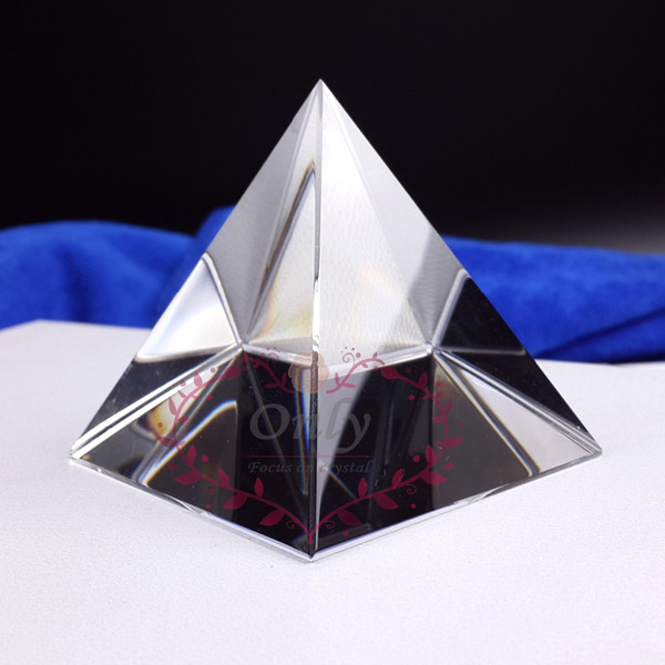 Free shipping 80mm Nature Clear Quartz Crystal Pyramid Paperweight Home Table Fengshui Decoration